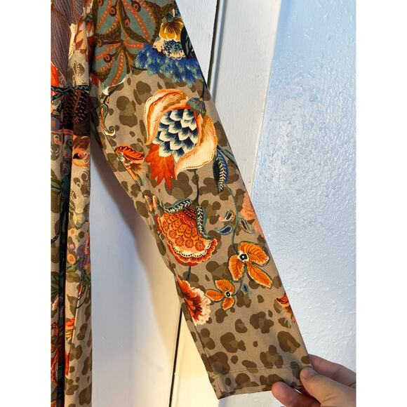 Johnny Was Astrid Bamboo Swing Tunic Blouse Small Fall Floral 3/4 Sleeve Boho - Picture 6 of 8